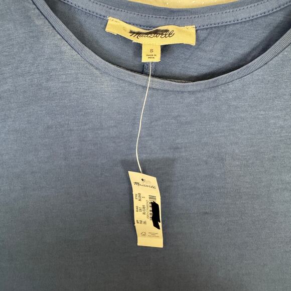 Madewell Essential Slim Tee WMNS S Delphinium Blue Lightweight Cotton Stretchy - Picture 4 of 8